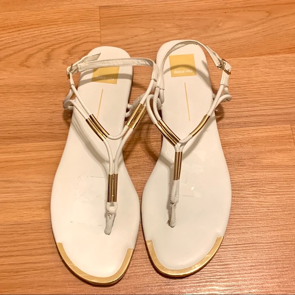 Dolce Vita Shoes - Dolce Vita White with Gold Strappy Sandals - 12